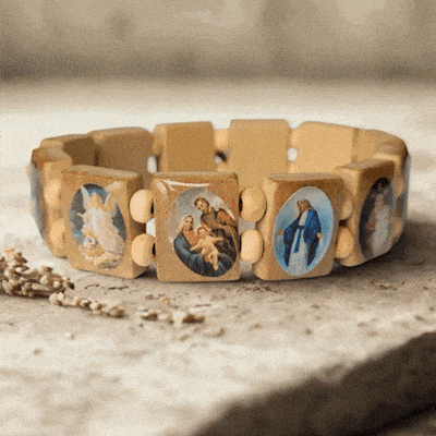 Bransoletka chrześcijańska z wizerunkami świętych